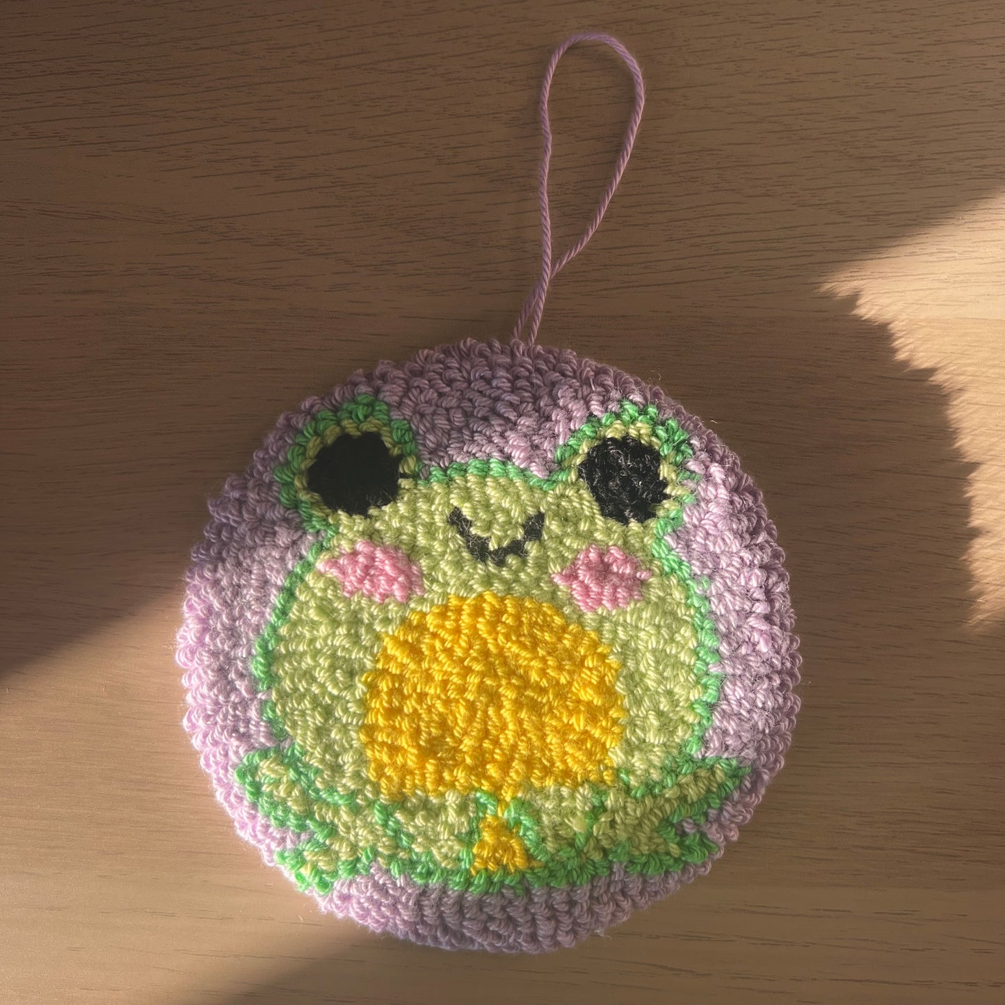 Frog Handmade Punch Needle Mug Rug Coaster