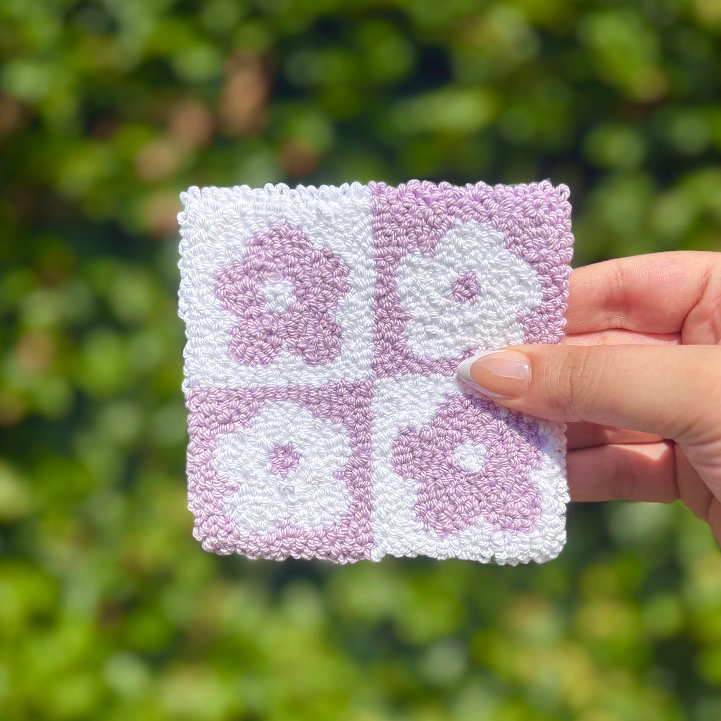 Flowers Handmade Punch Needle Mug Rug Coaster