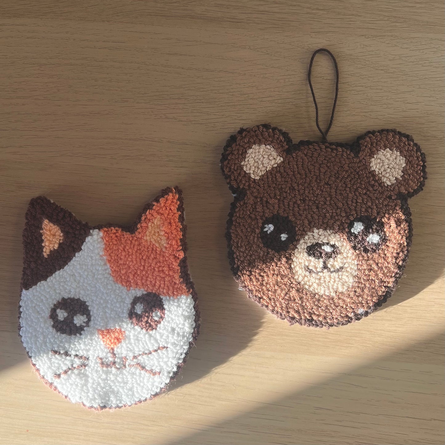 Bear Handmade Punch Needle Mug Rug Coaster