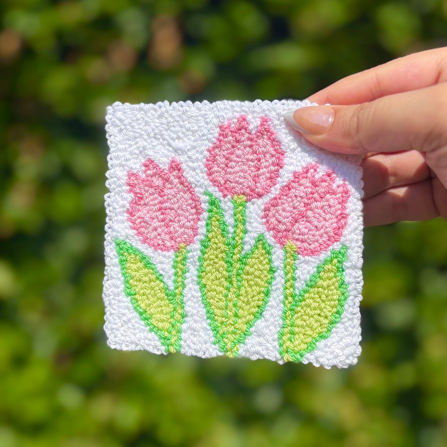 Tulips Handmade Punch Needle Mug Rug Coaster