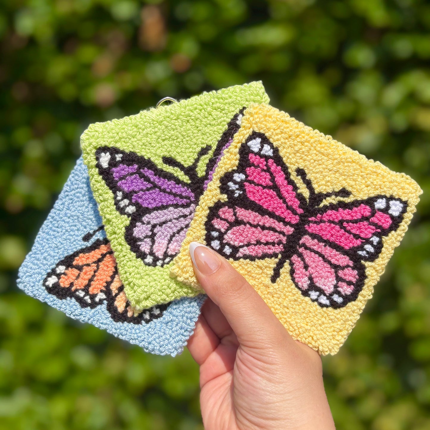 Butterfly Handmade Punch Needle Mug Rug Coaster