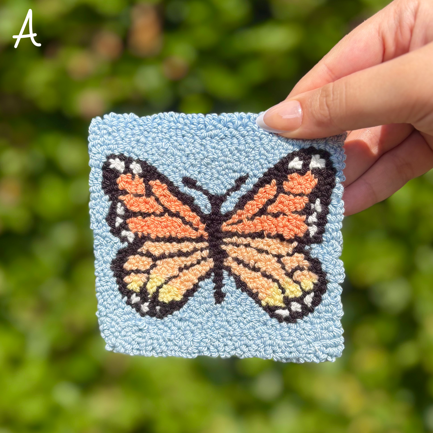 Butterfly Handmade Punch Needle Mug Rug Coaster