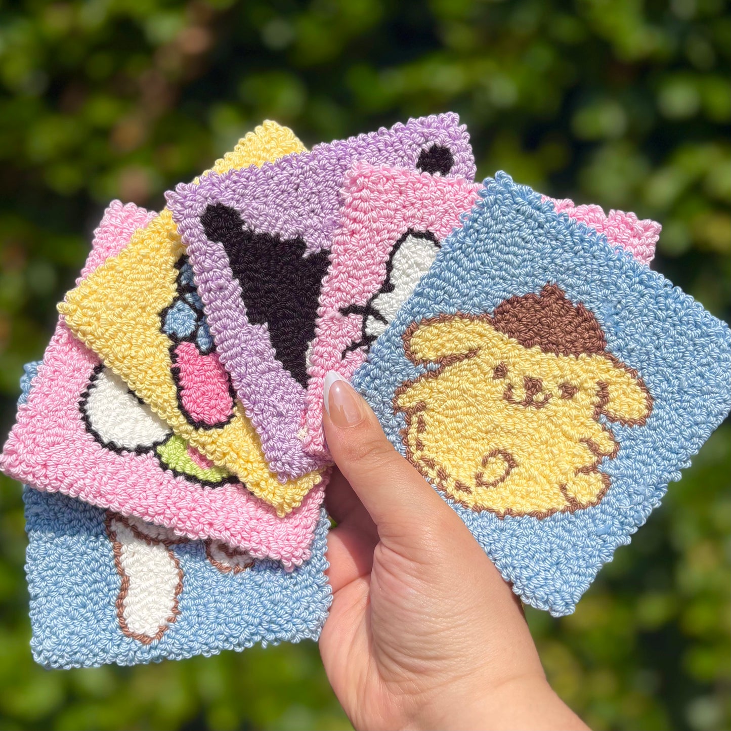 Kawaii Friends Handmade Punch Needle Mug Rug Coaster