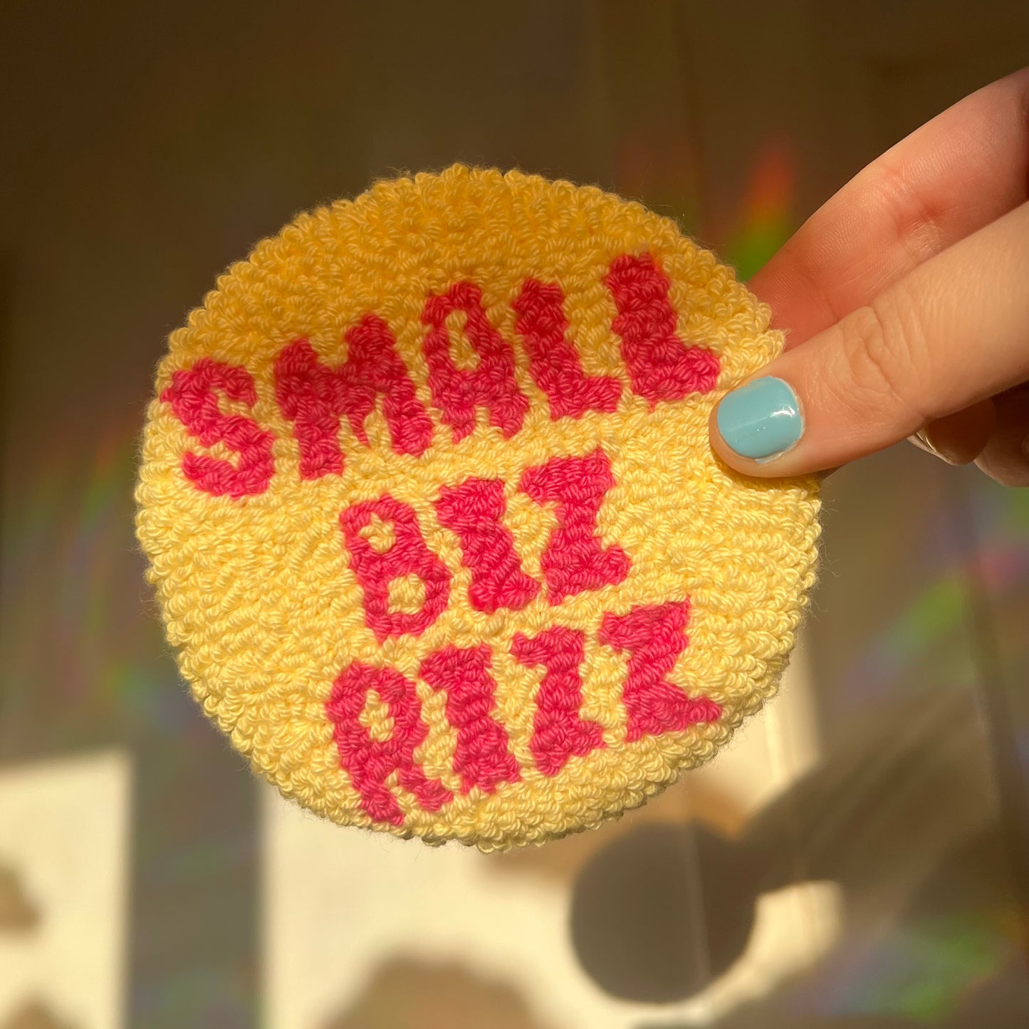 Small Biz Rizz Handmade Punch Needle Mug Rug Coaster