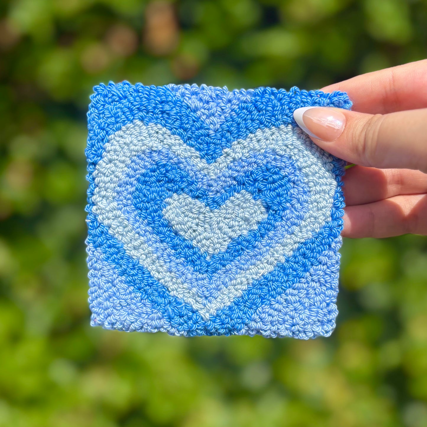 Hearts Handmade Punch Needle Mug Rug Coaster