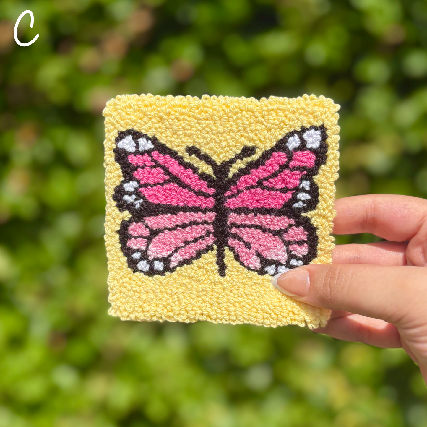 Butterfly Handmade Punch Needle Mug Rug Coaster