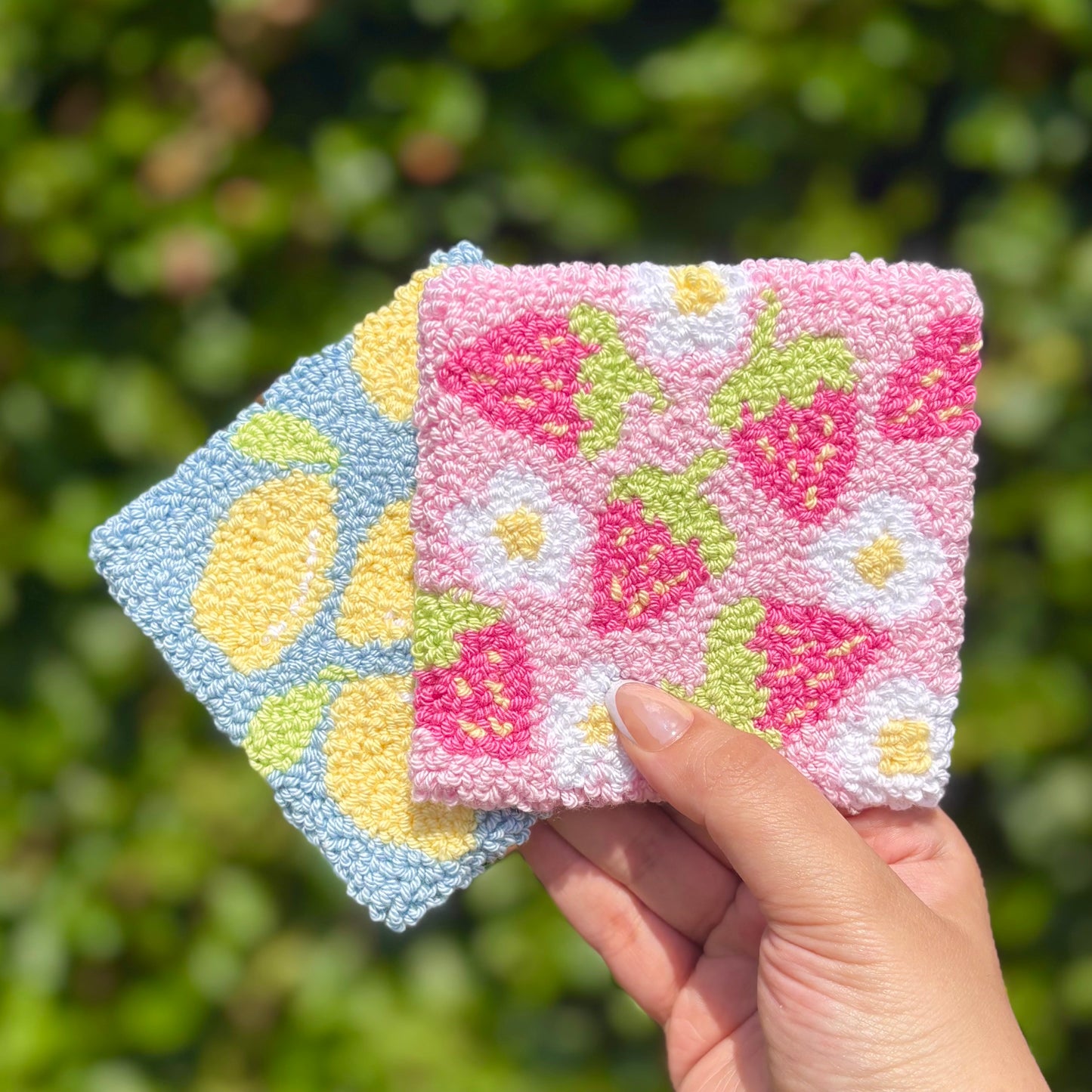 Lemons Handmade Punch Needle Mug Rug Coaster