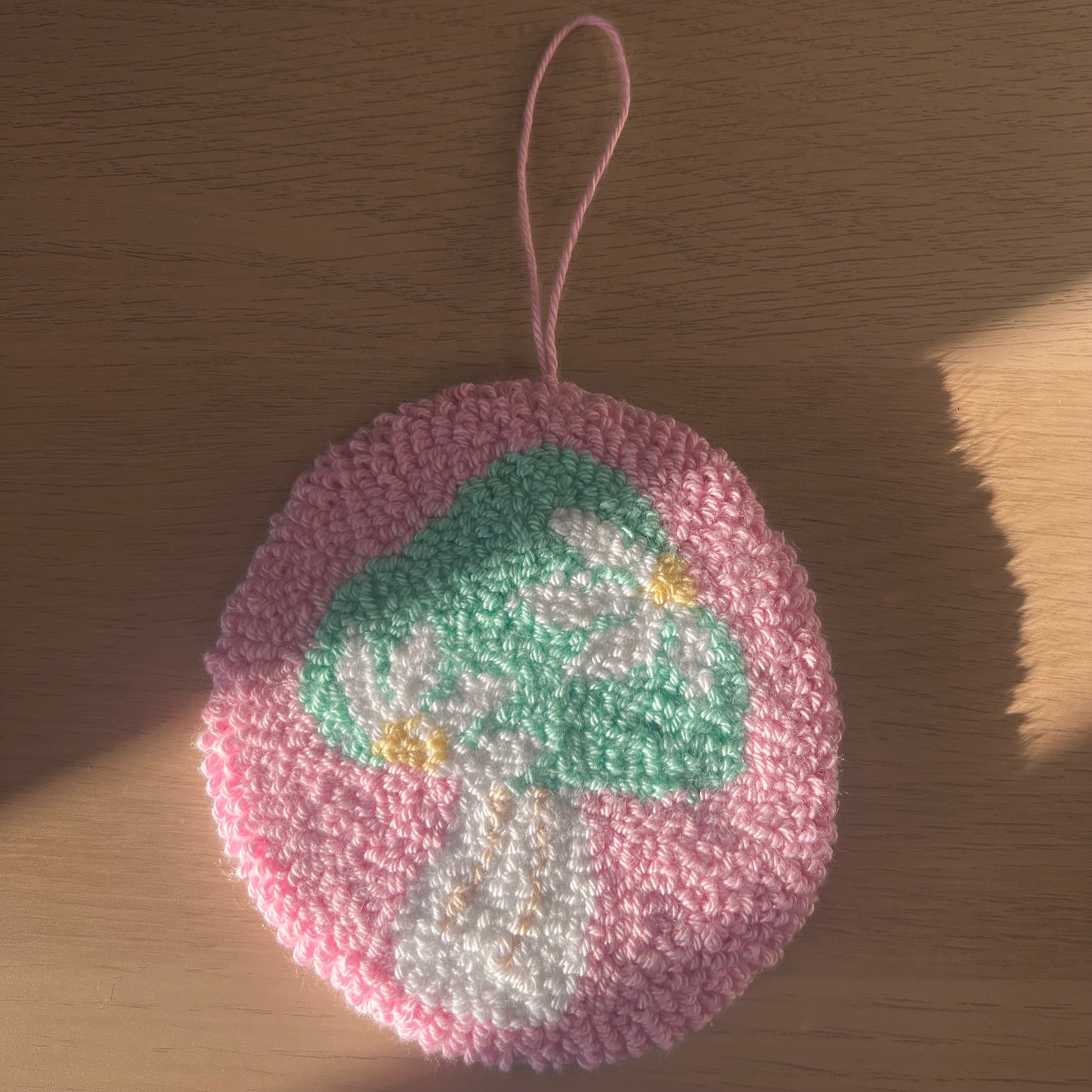 Mushroom Handmade Punch Needle Mug Rug Coaster