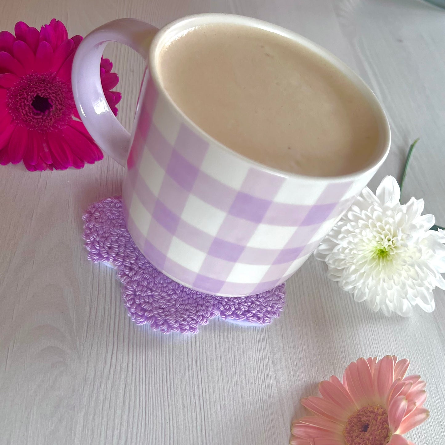 Daisy Handmade Punch Needle Mug Rug Coaster