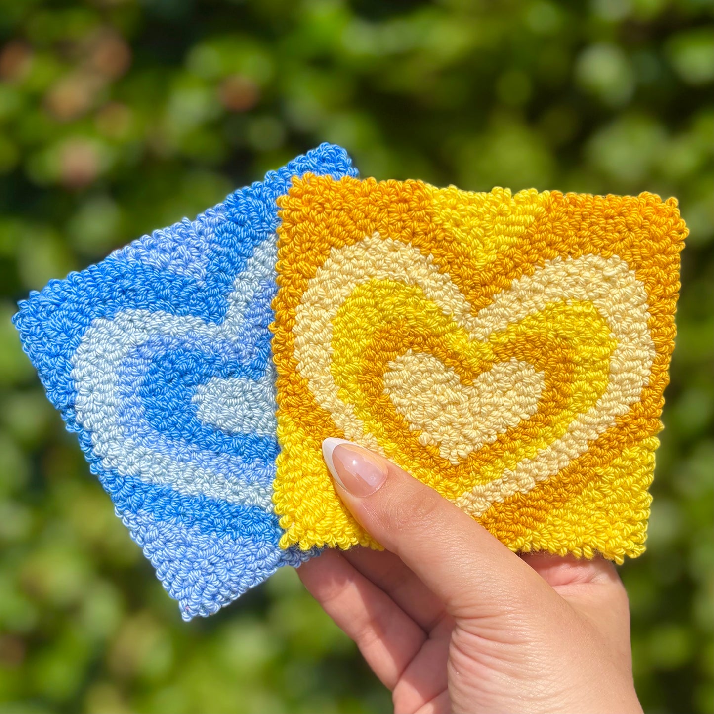 Hearts Handmade Punch Needle Mug Rug Coaster