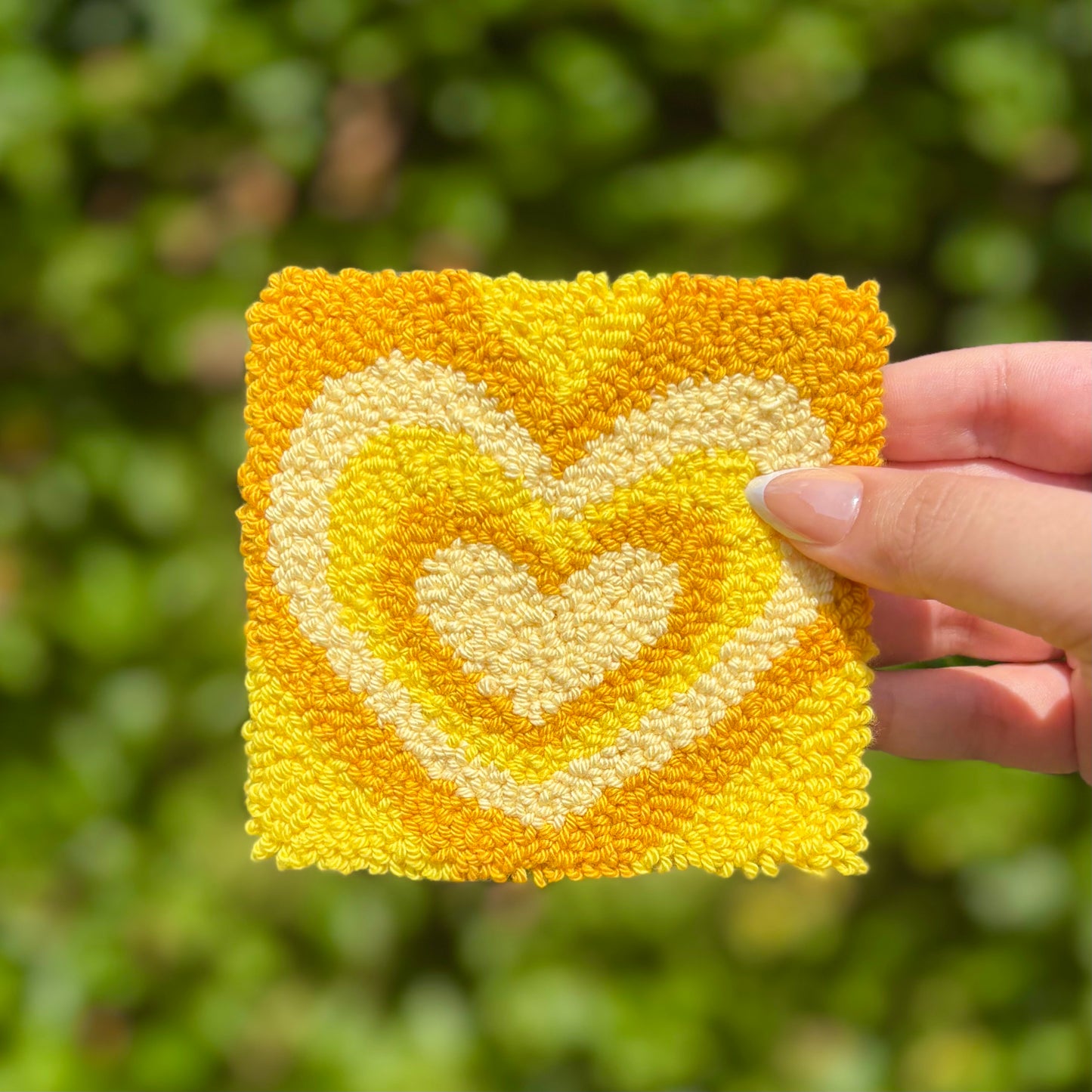 Hearts Handmade Punch Needle Mug Rug Coaster