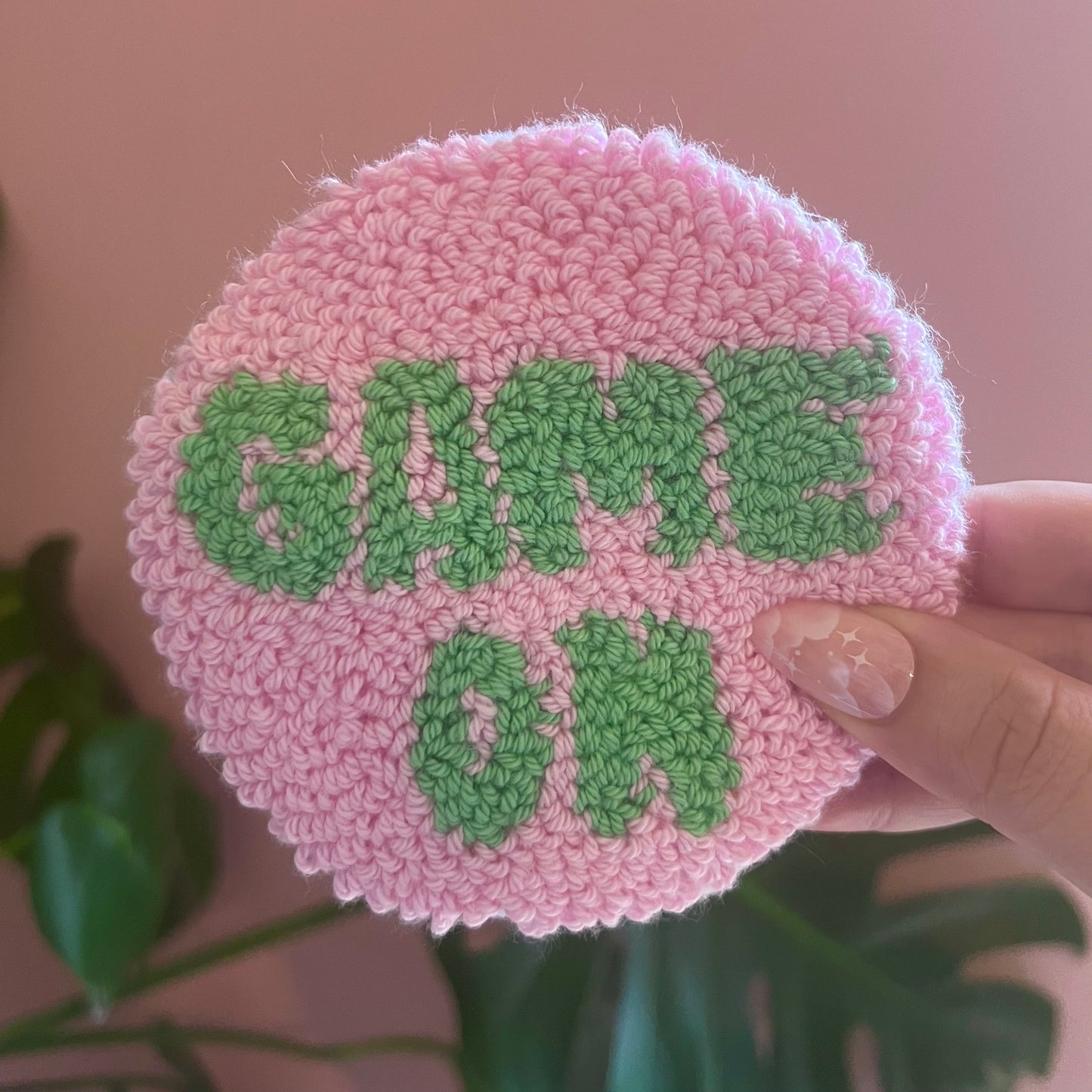 Game On Handmade Punch Needle Mug Rug Coaster