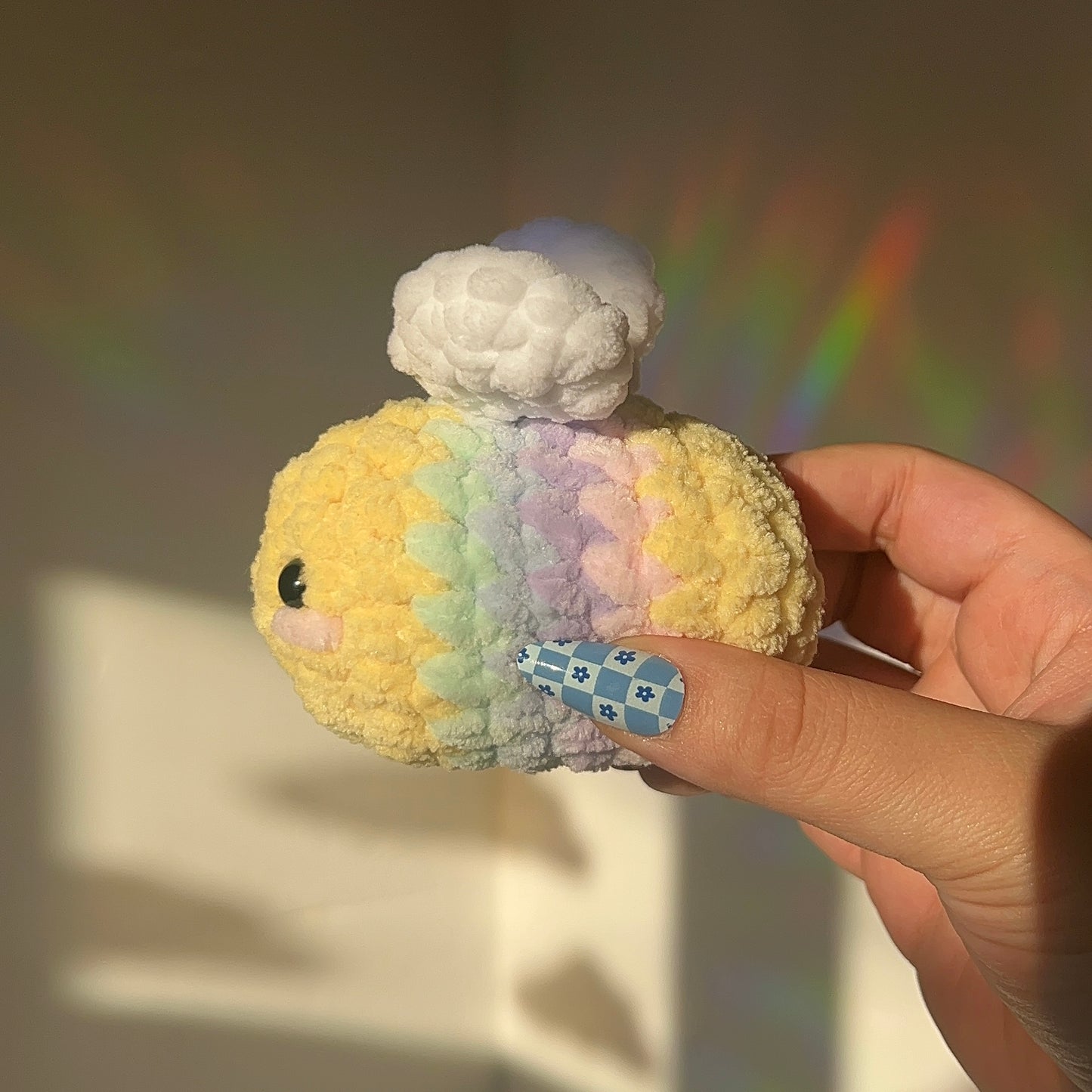 Pastel Rainbow Bee Crochet Amigurumi Plushie