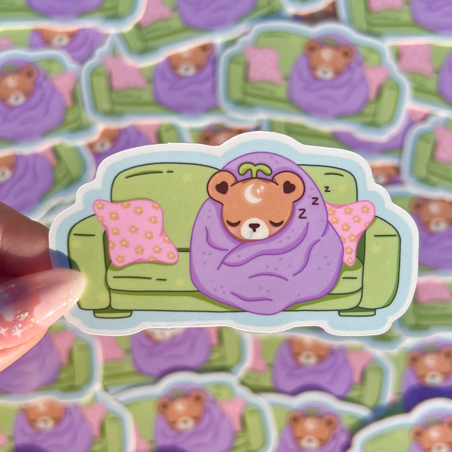 Sleepy Nebbie the Celestial Sprout Bear Sticker