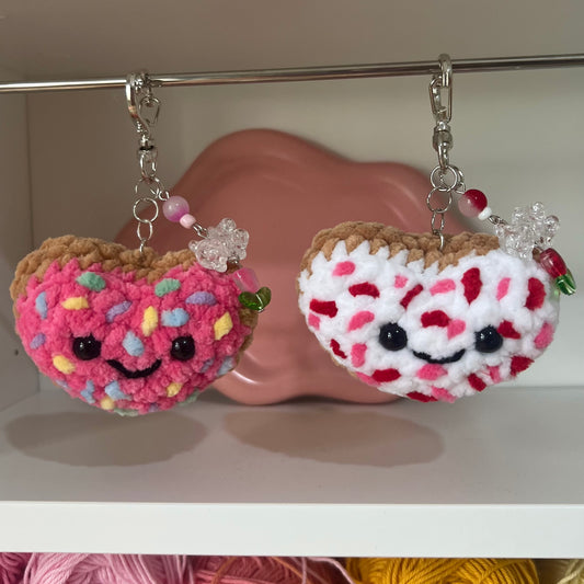Limited Edition Keychain Set of 2 - Heart Cookie Crochet Amigurumi Plushies