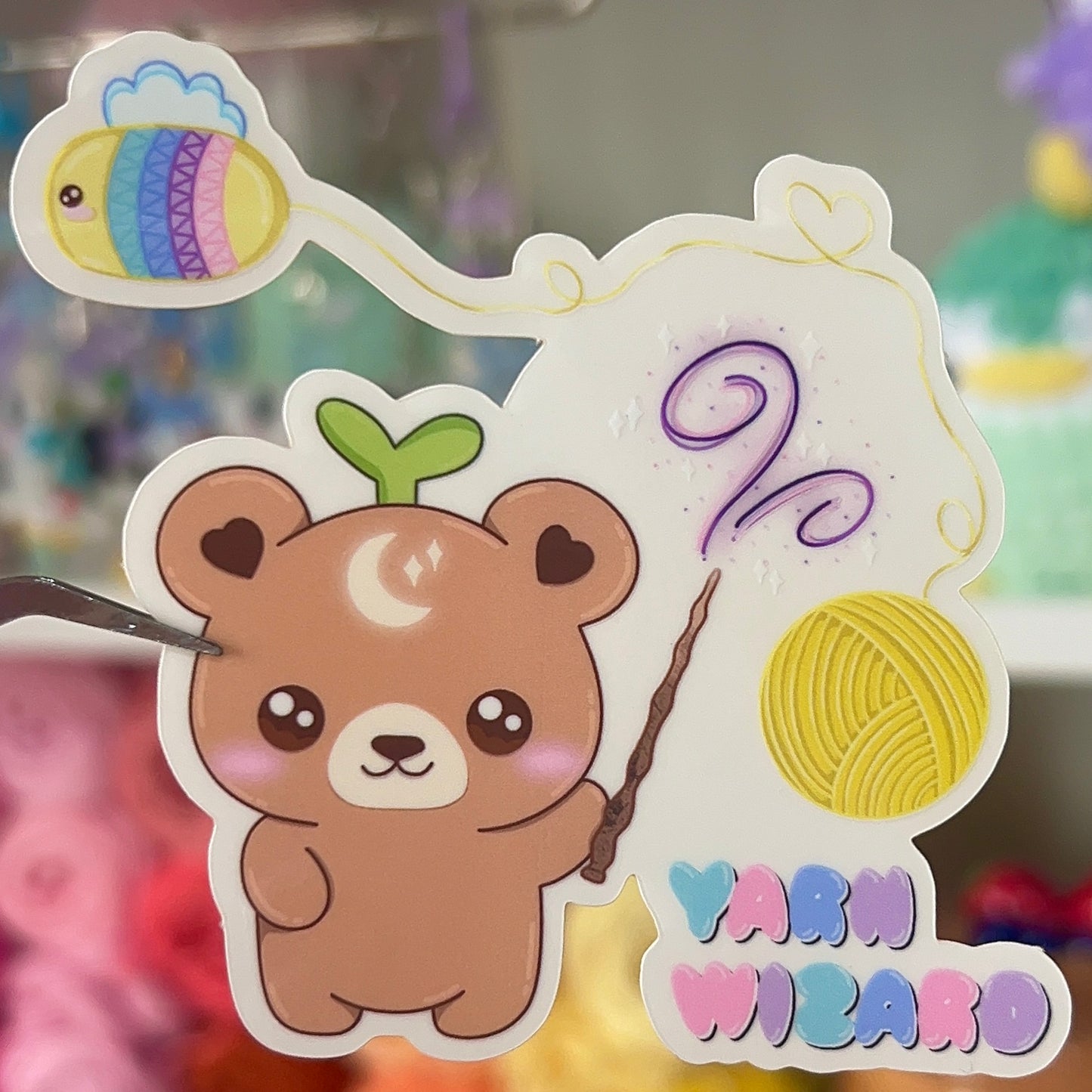 Yarn Wizard Nebbie the Celestial Sprout Bear Transparent Sticker