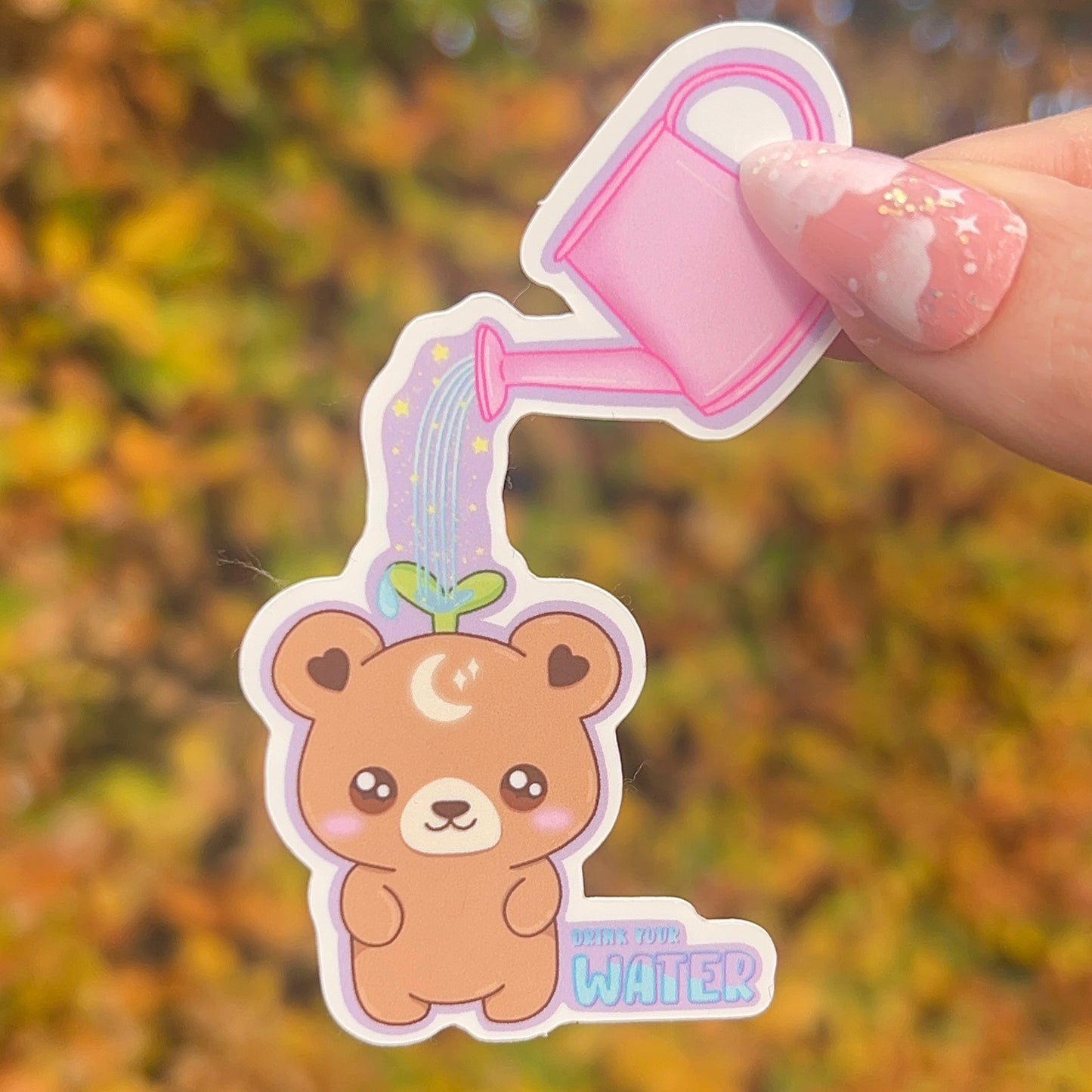 Drink Your Water Nebbie the Celestial Sprout Bear Sticker
