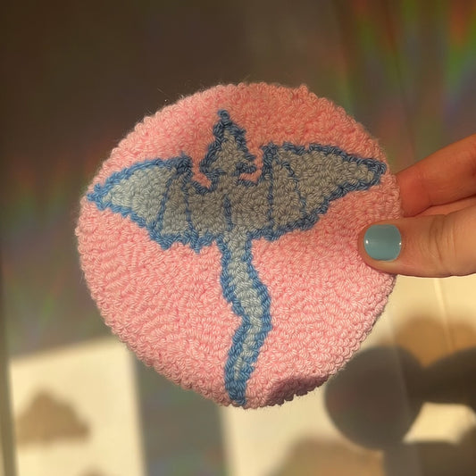 Dragon Handmade Punch Needle Mug Rug Coaster