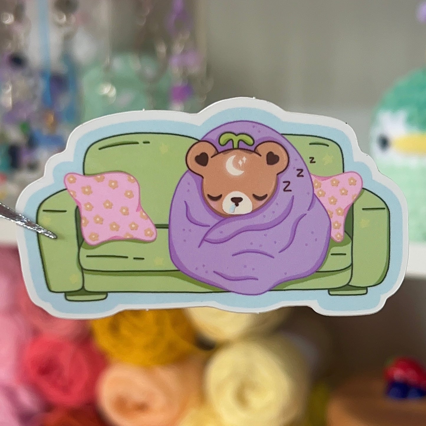 Sleepy Nebbie the Celestial Sprout Bear Sticker
