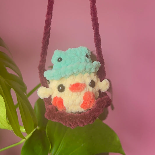 Duck on Swing Crochet Handmade Amigurumi Hanging Plushie