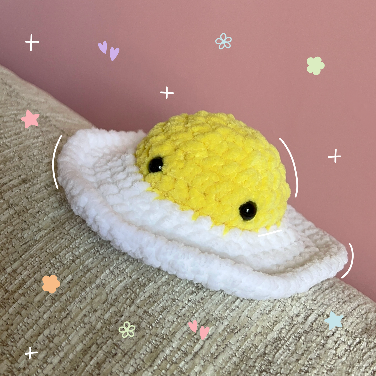 Fried Egg Crochet Amigurumi Plushie