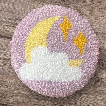 Night Sky Handmade Punch Needle Mug Rug Coaster