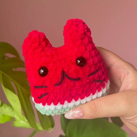 Watermelon Cat Crochet Handmade Amigurumi Plushie