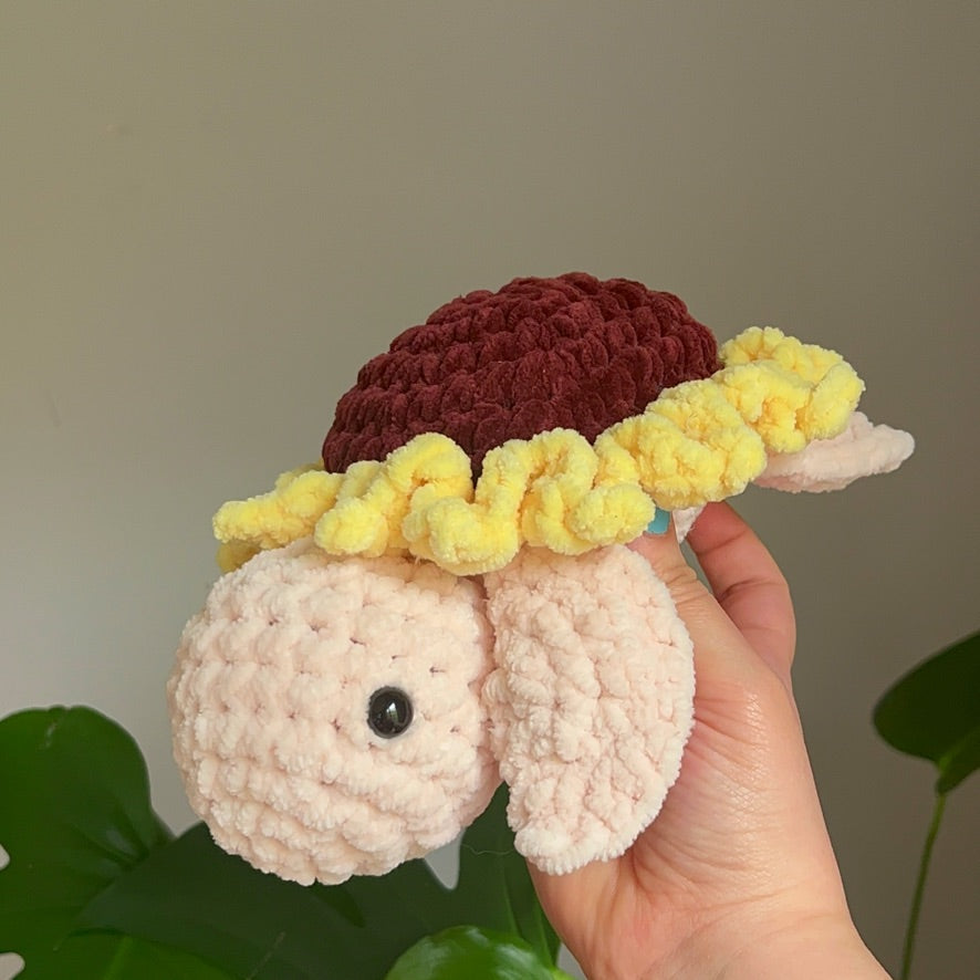 Sunflower Turtle Crochet Amigurumi Plushie