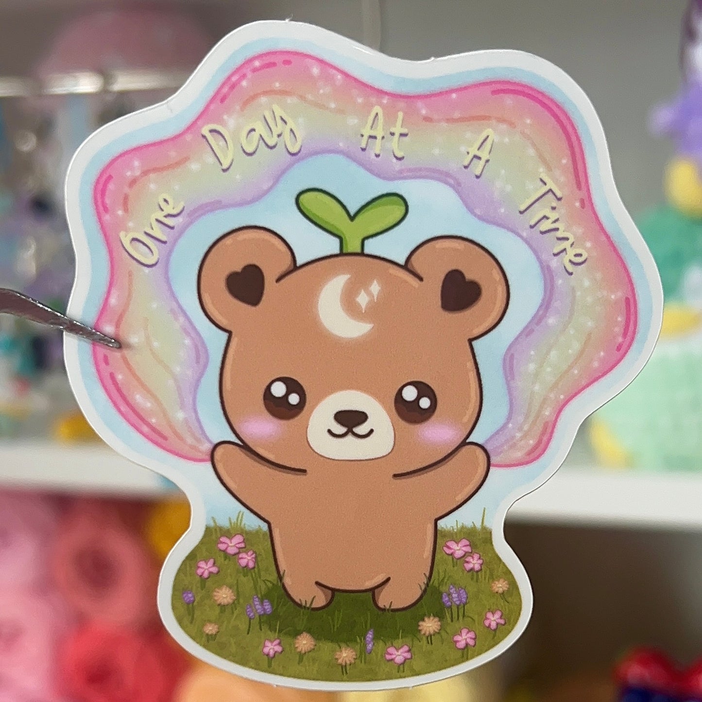 One Day At A Time Nebbie the Celestial Sprout Bear Sticker