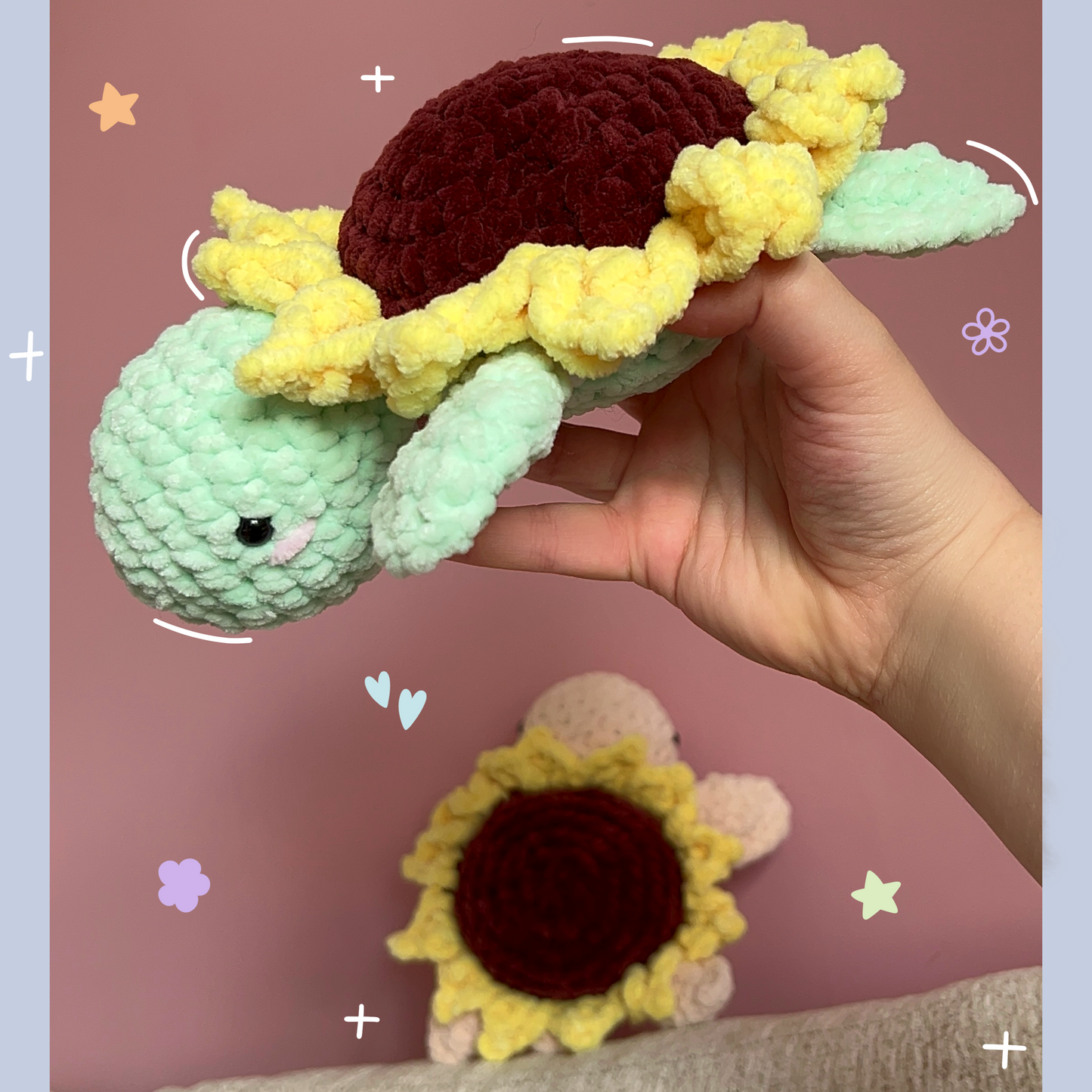 Sunflower Turtle Crochet Amigurumi Plushie