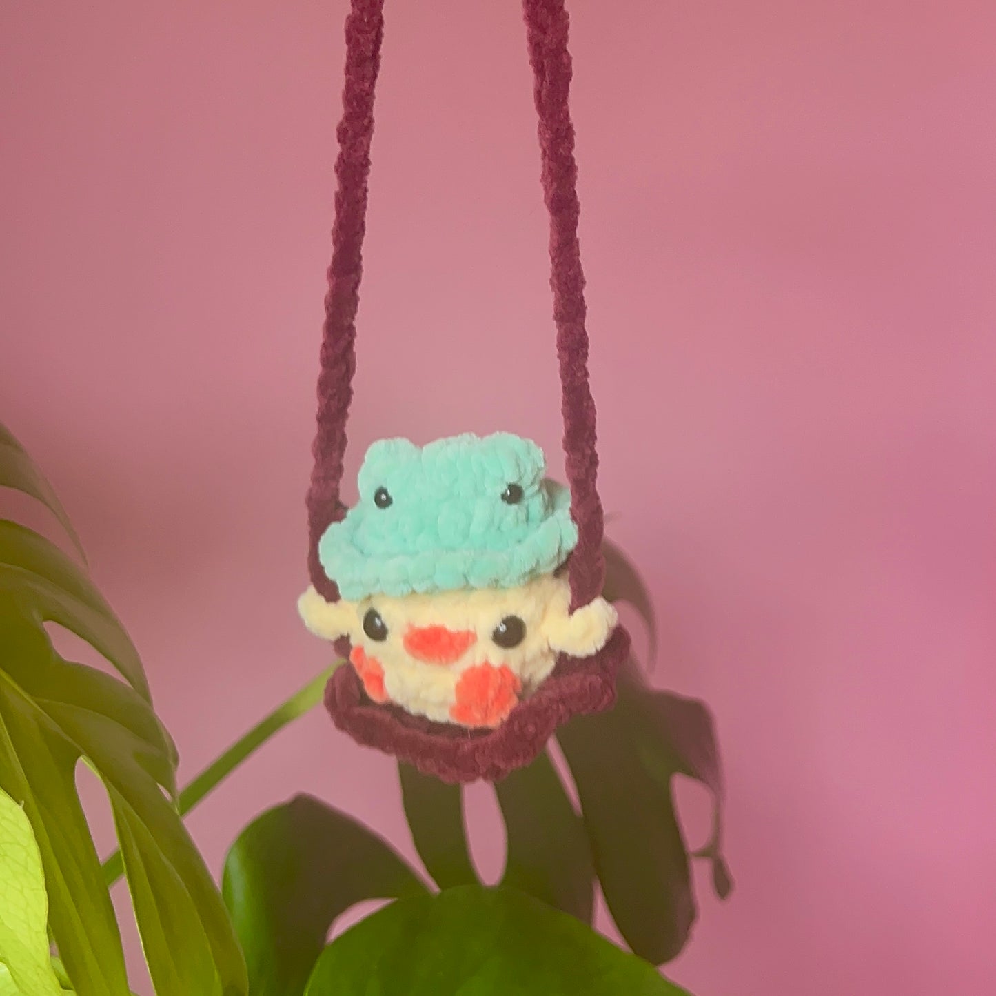 Duck on Swing Crochet Handmade Amigurumi Hanging Plushie