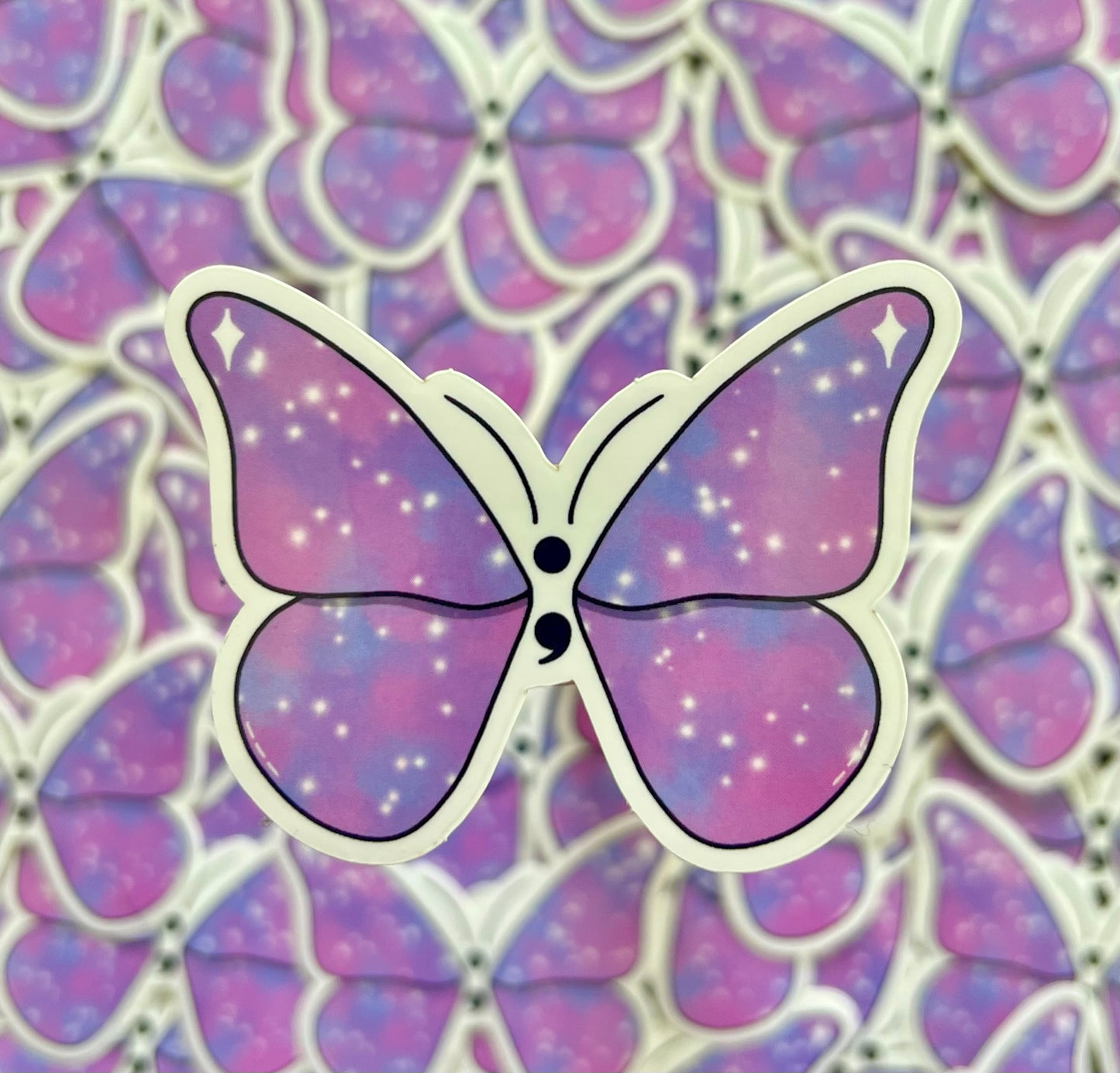 Purple Semi Colon Butterfly Vinyl Sticker