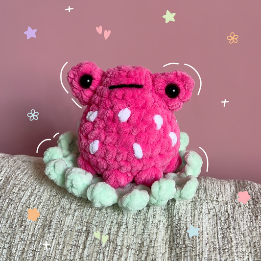 Strawberry Frog Crochet Amigurumi Plushie