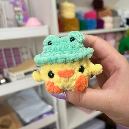 Mini Duck in Frog Hat Crochet Amigurumi Plushie