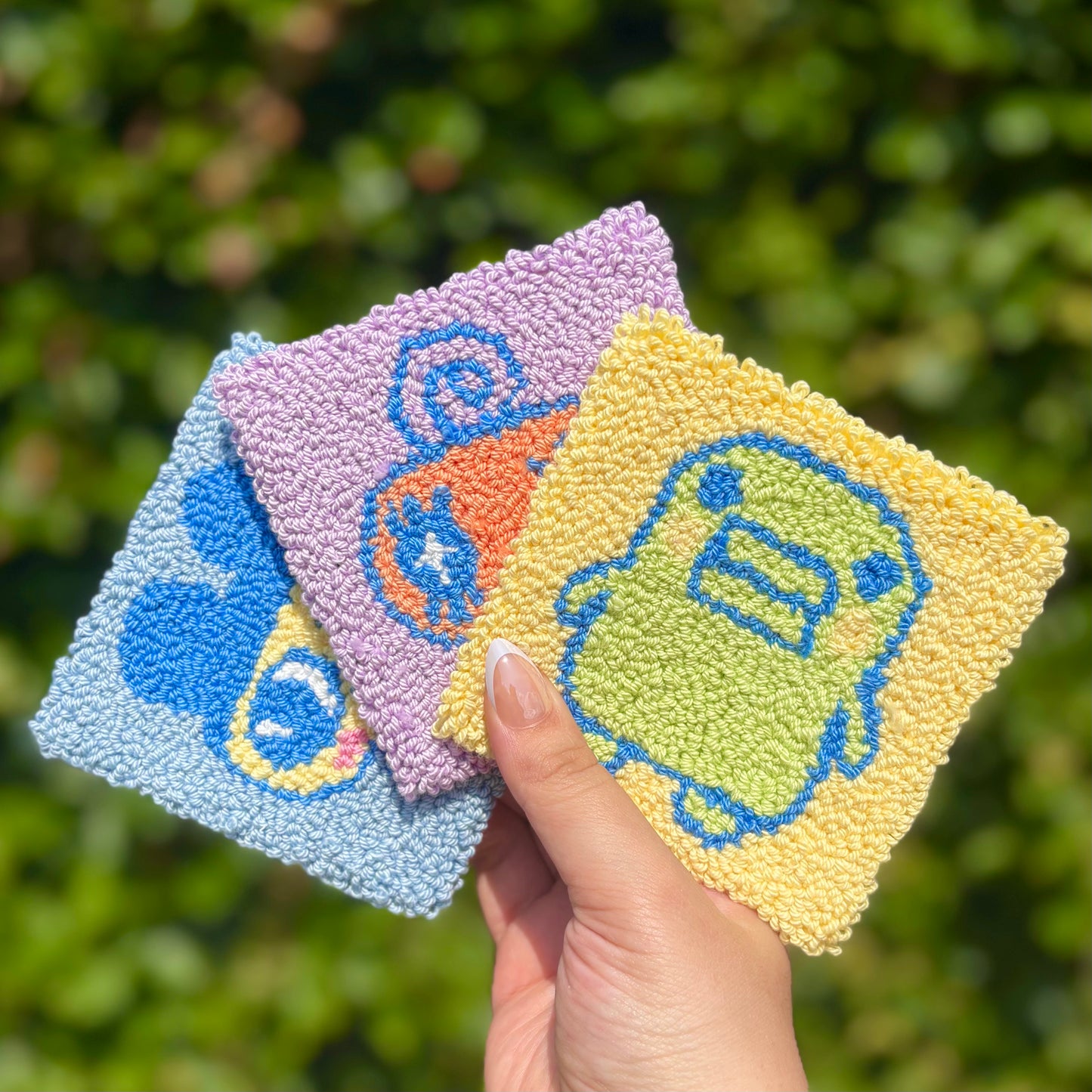 Retro Pals Handmade Punch Needle Mug Rug Coaster