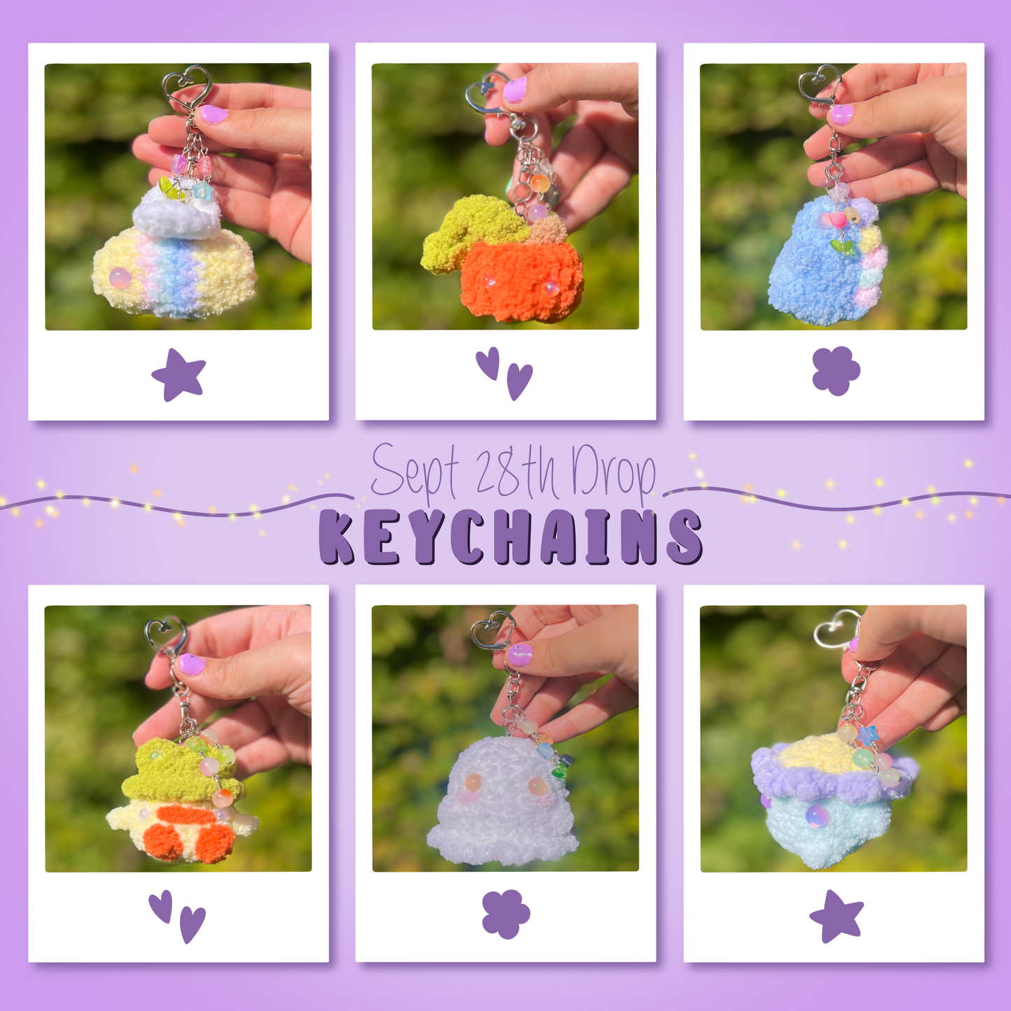 Sept Drop Crochet Amigurumi Plushie Keychains