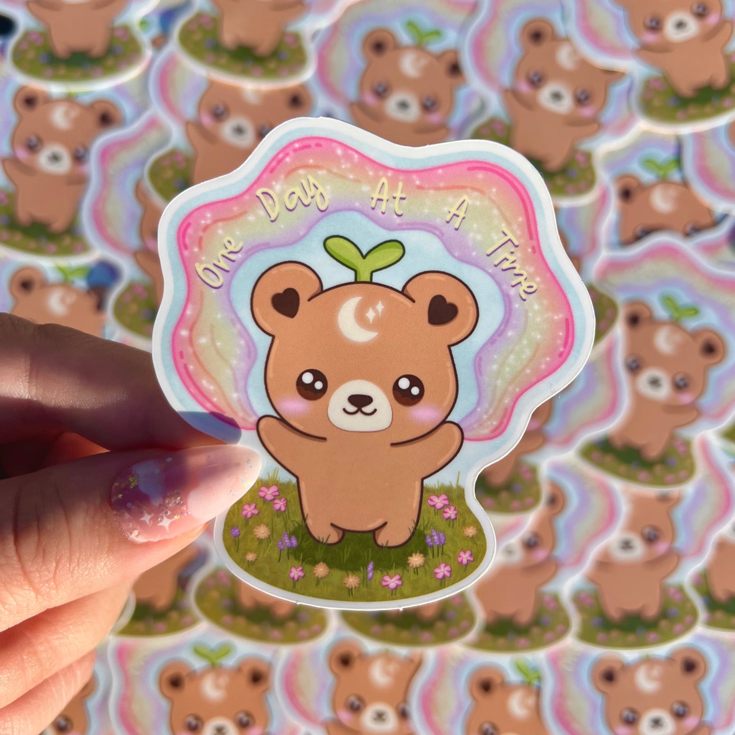 One Day At A Time Nebbie the Celestial Sprout Bear Sticker