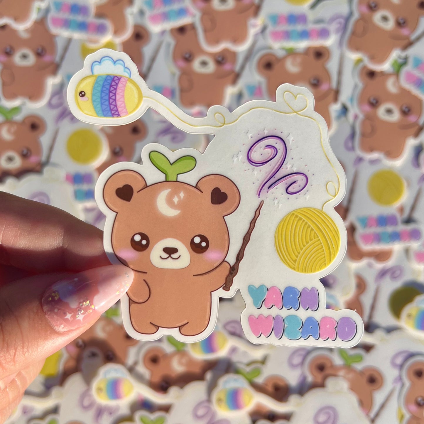 Yarn Wizard Nebbie the Celestial Sprout Bear Transparent Sticker
