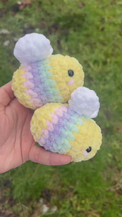 Pastel Rainbow Bee Crochet Amigurumi Plushie